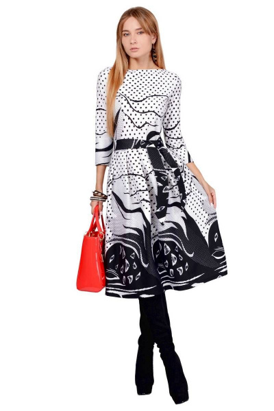Платье PATRICIA by La Cafe NY1852 черный,белый - фото 1