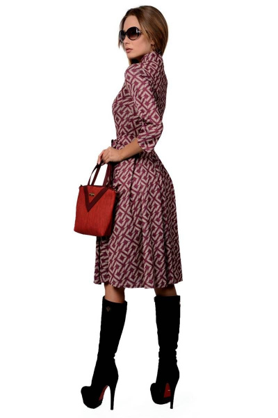 Платье PATRICIA by La Cafe NY1885 бордовый,бежевый - фото 2