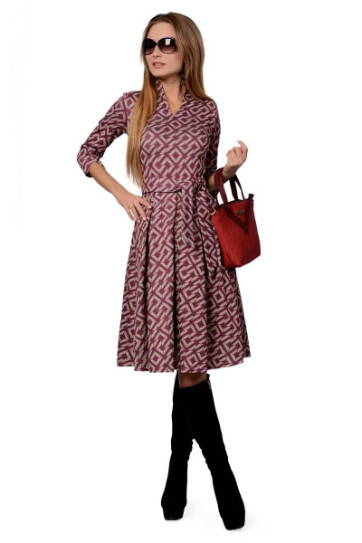 Платье PATRICIA by La Cafe NY1885 бордовый,бежевый - фото 1