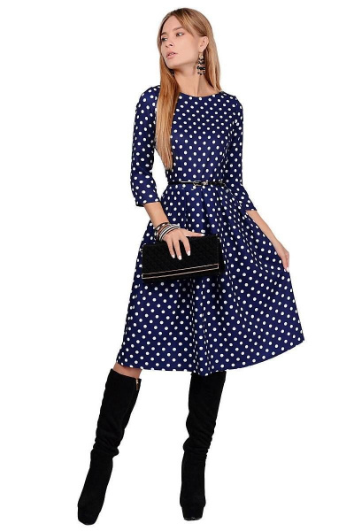 Платье PATRICIA by La Cafe NY1692 темно-синий,белый - фото 1