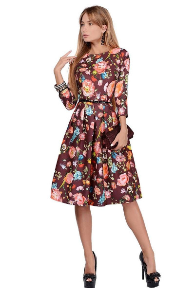 Платье PATRICIA by La Cafe NY1692 терракотовый,розовый - фото 1