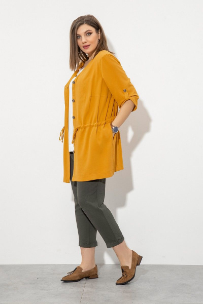 Блуза, брюки, жакет JeRusi 2032 желтый-хаки - фото 4