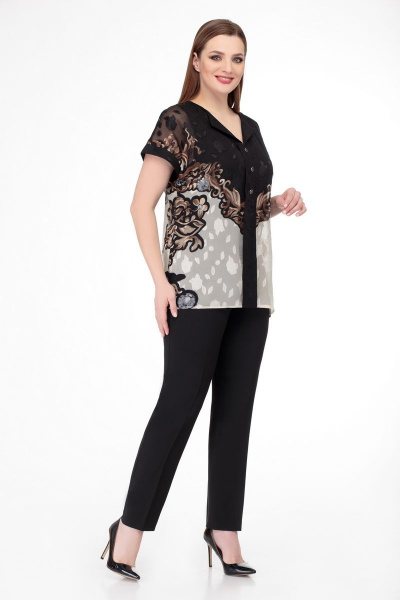 Блуза, топ БелЭкспози 1241-1 черно-коричневый - фото 1