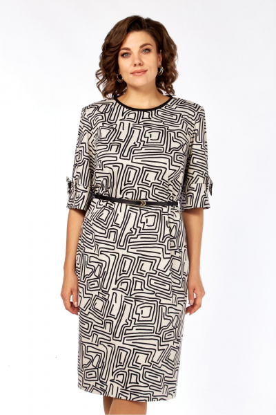 Платье Элль-стиль 2406 бежевый+черный - фото 5