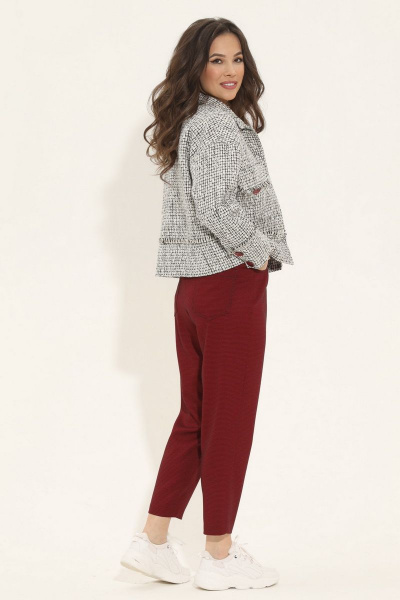 Блуза, брюки, жакет Магия моды 1883 серый+ бордо - фото 4