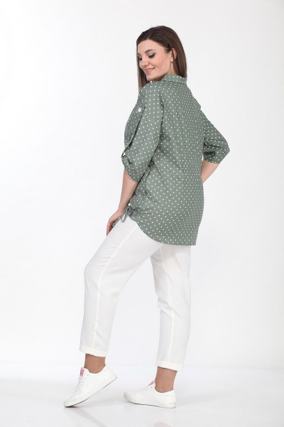Блуза, брюки Lady Style Classic 2058/7 хаки-молочный - фото 3