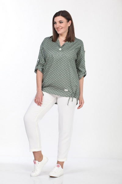 Блуза, брюки Lady Style Classic 2058/7 хаки-молочный - фото 1