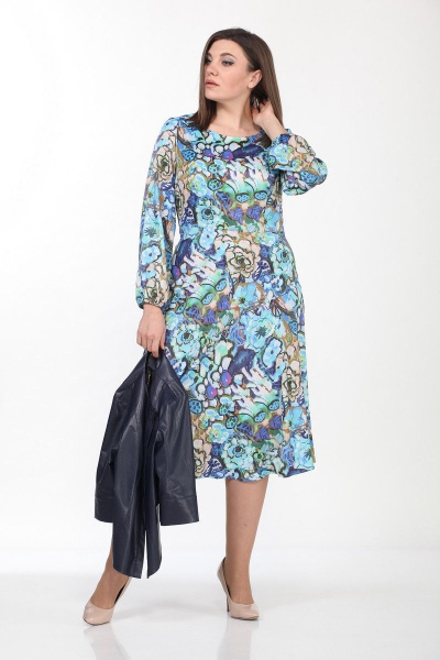 Жакет, платье Lady Style Classic 2256/3 темно-синий+акварель - фото 3