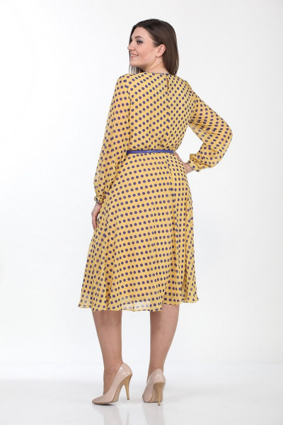 Платье Lady Style Classic 2205/3 желтый- синий_горох - фото 3