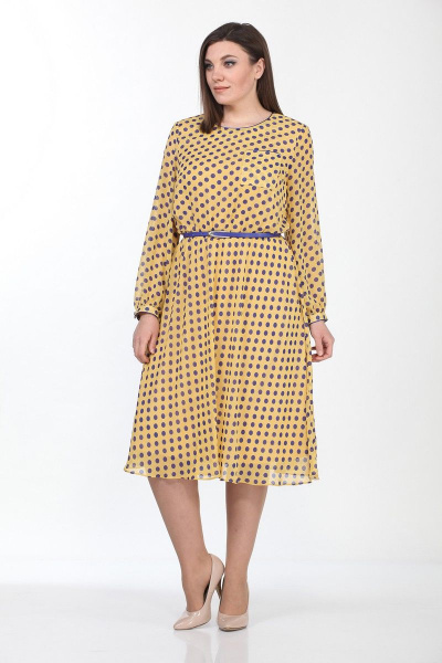 Платье Lady Style Classic 2205/3 желтый- синий_горох - фото 2