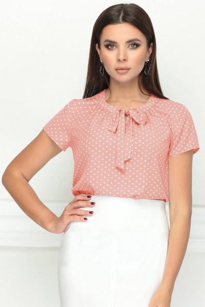 Блуза LeNata 11856 розовая-в-горох - фото 1