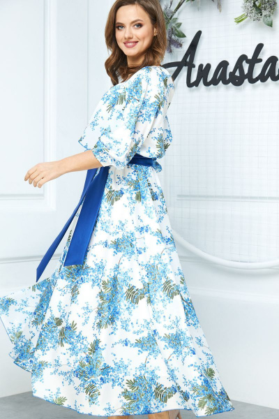 Платье Anastasia 542 белый-синий - фото 5