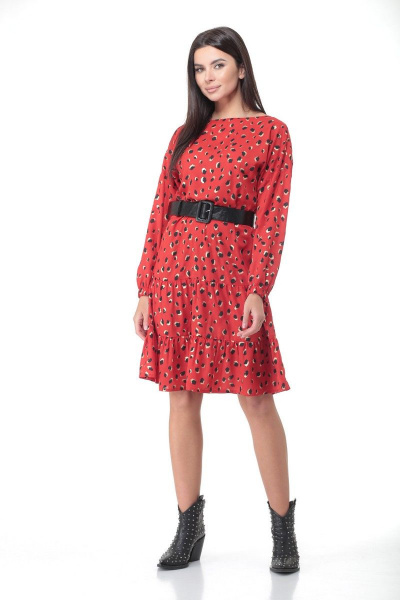 Платье Deluizn 898 красный-леопард - фото 2