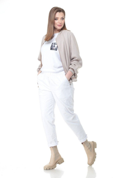 Бомбер, брюки, футболка Deluizn 916 елочка-белый - фото 3