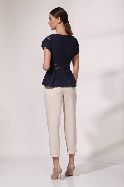 Блуза, брюки Viola Style 20556 синий_-_бежевый - фото 4