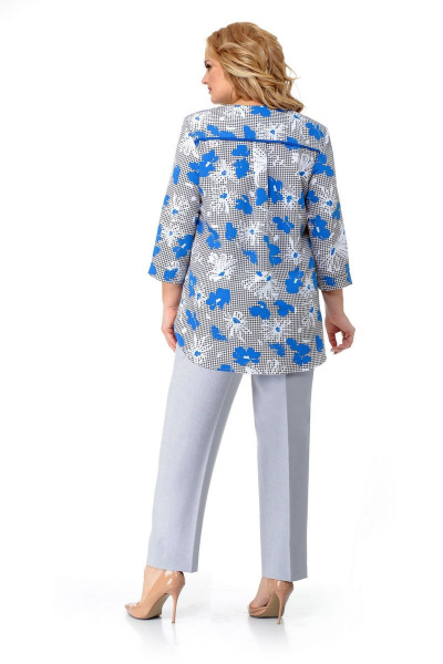 Блуза, брюки Мишель стиль 936/1 серо-голубой - фото 3