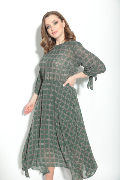 Платье Michel chic 972 зеленый+клетка - фото 5