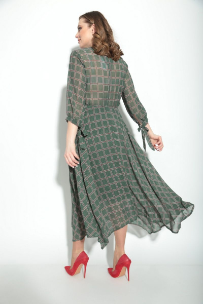 Платье Michel chic 972 зеленый+клетка - фото 4