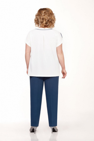 Блуза, брюки, жакет Элль-стиль А-557 синий,белый - фото 4