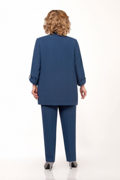 Блуза, брюки, жакет Элль-стиль А-557 синий,белый - фото 2
