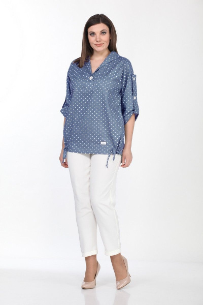 Блуза, брюки Lady Style Classic 2058/8 голобой-молочный - фото 1