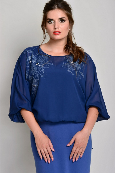 Блуза, платье Faufilure С745 синий - фото 3