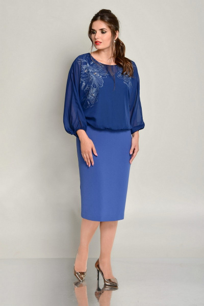 Блуза, платье Faufilure С745 синий - фото 1