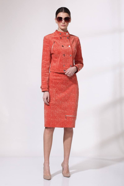 Жакет, юбка Viola Style 2642 оранжевый - фото 1