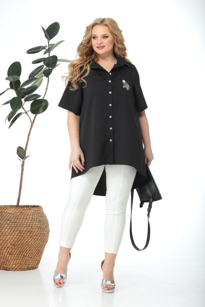 Блуза, брюки Anastasia 563 черный-молочный - фото 2