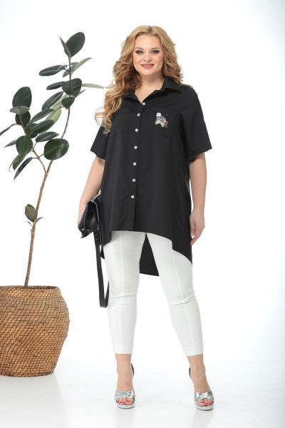 Блуза, брюки Anastasia 563 черный-молочный - фото 1