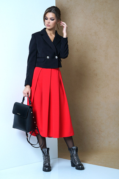 Жакет, юбка Fantazia Mod 3279 черный+красный - фото 3