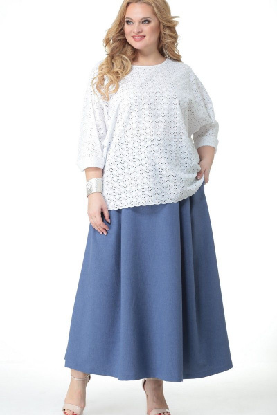Блуза, юбка Angelina & Сompany 517 белый-синий - фото 5