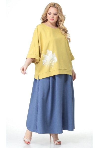 Блуза, юбка Angelina & Сompany 520 горчица-синий - фото 4