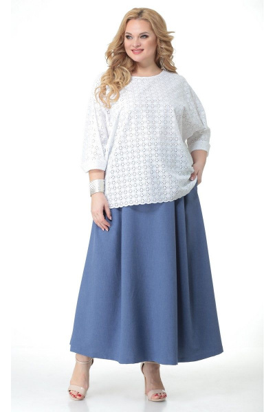 Блуза, юбка Angelina & Сompany 517 белый-синий - фото 4