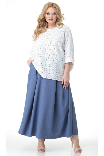 Блуза, юбка Angelina & Сompany 517 белый-синий - фото 1