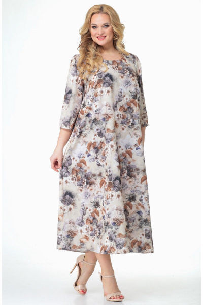 Платье Angelina & Сompany 516 бежевый_цветы - фото 2