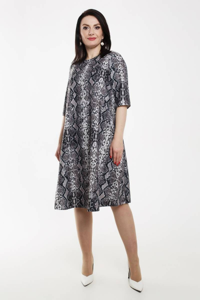 Платье Дорофея 523 серый,бежевый - фото 1