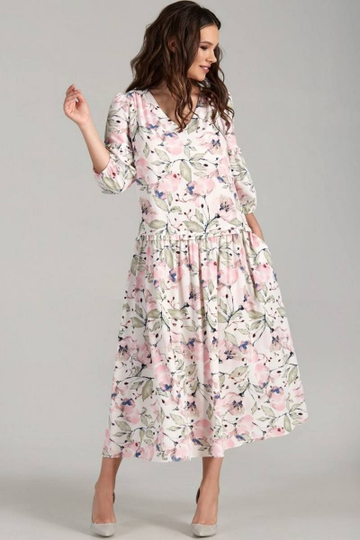 Платье Teffi Style L-1496/1 оливковый_листик - фото 2