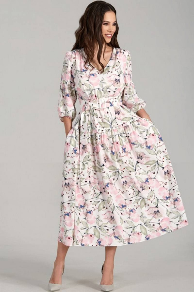 Платье Teffi Style L-1496/1 оливковый_листик - фото 1