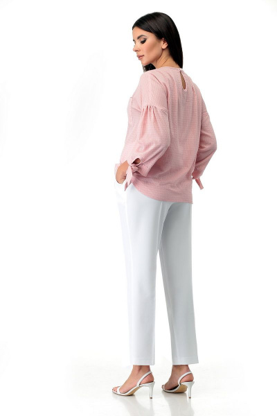 Блуза, брюки Мишель стиль 942 розово-белый - фото 3