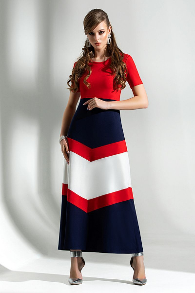 Платье Diva 1284 синий-красн-бел - фото 1