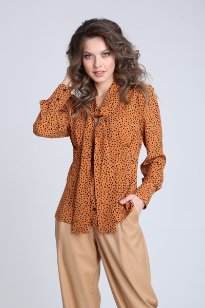 Блуза SandyNa 13931 оранжево-коричневый - фото 8