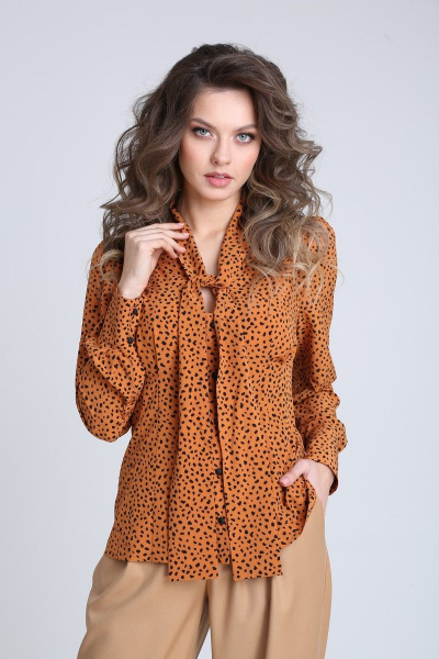 Блуза SandyNa 13931 оранжево-коричневый - фото 1