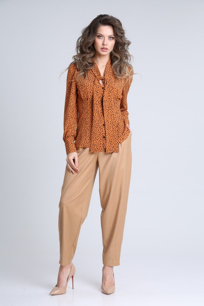 Блуза SandyNa 13931 оранжево-коричневый - фото 7
