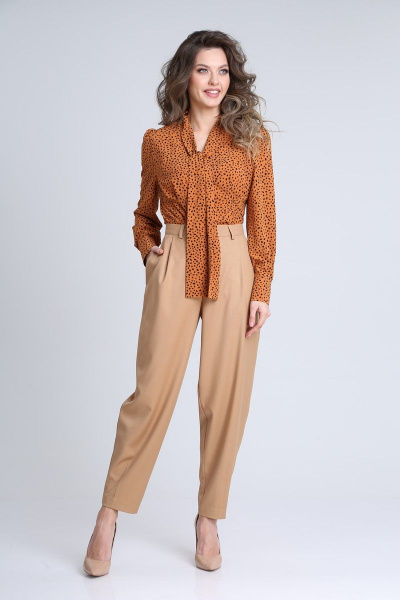 Блуза SandyNa 13931 оранжево-коричневый - фото 4