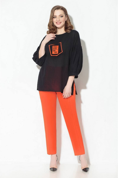 Блуза, брюки Koketka i K 832 черный+оранжевый - фото 3