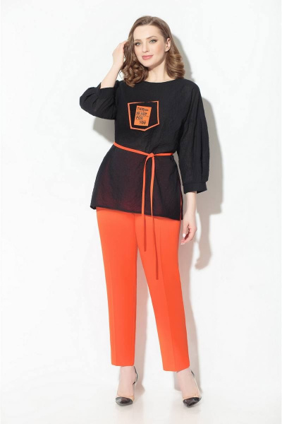 Блуза, брюки Koketka i K 832 черный+оранжевый - фото 1