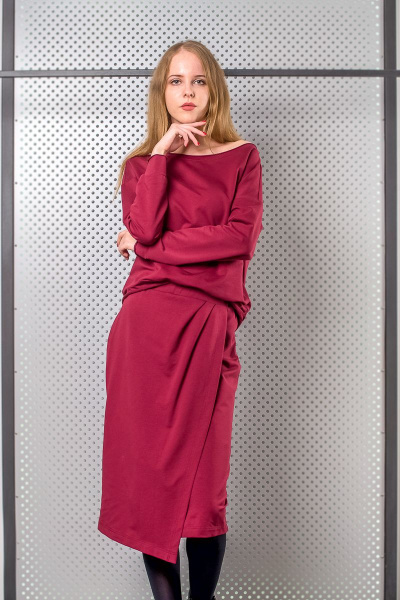 Джемпер, юбка Individual design 20119 малиновый - фото 2