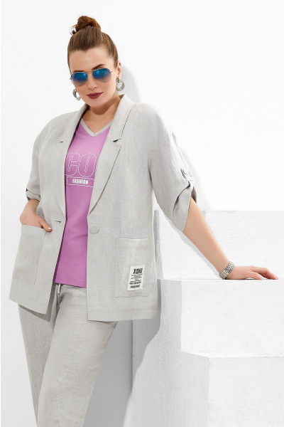 Блуза, брюки, жакет Lissana 4273 серый+сирень - фото 4