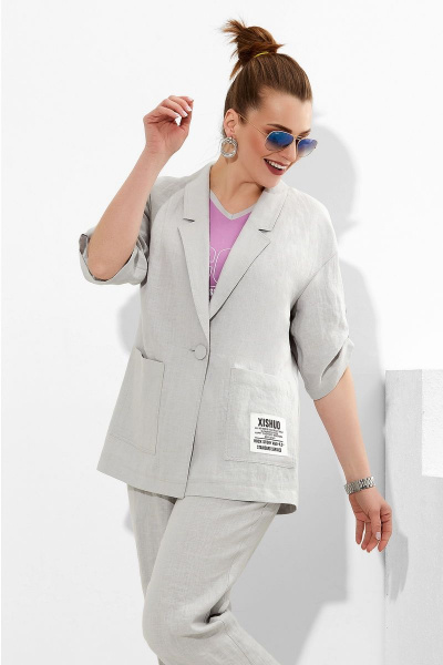 Блуза, брюки, жакет Lissana 4273 серый+сирень - фото 3